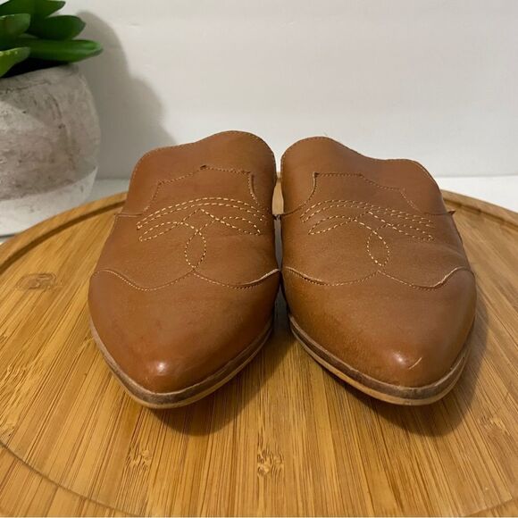 Mi.iM Kendrick Faux Leather Western Mule Brown Pointed Toe Cowgirl Flat Size 6 - Picture 3 of 10